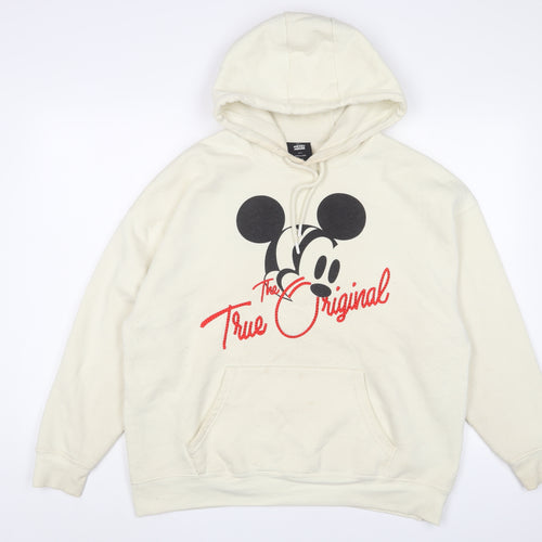 Disney Womens Beige Cotton Pullover Hoodie Size S Pullover - Mickey Mouse