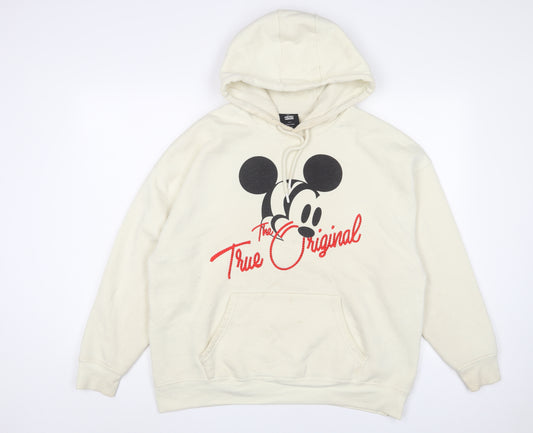 Disney Womens Beige Cotton Pullover Hoodie Size S Pullover - Mickey Mouse