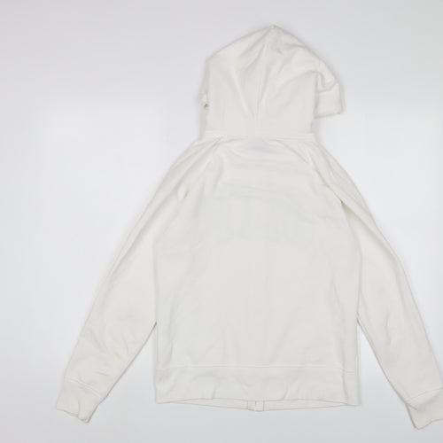 Gap Womens White Cotton Full Zip Hoodie Size S Zip - Logo, Embroidered