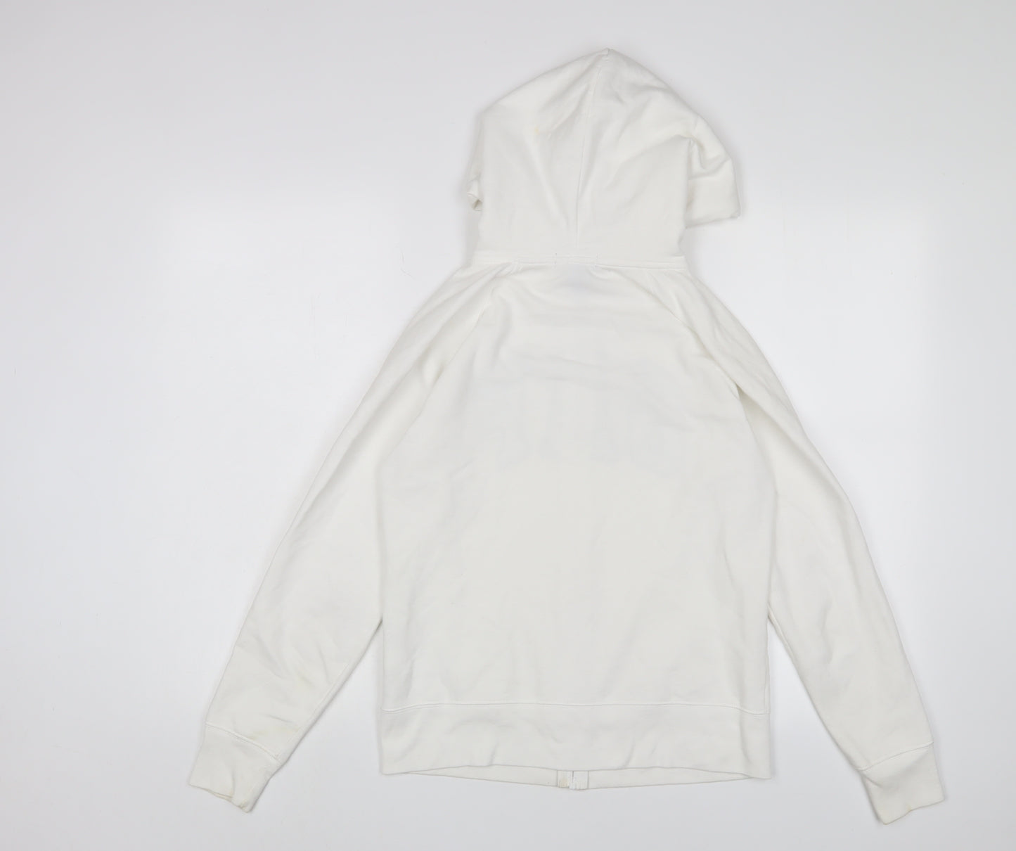 Gap Womens White Cotton Full Zip Hoodie Size S Zip - Logo, Embroidered