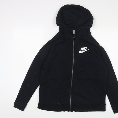 Nike Mens Black Cotton Full Zip Hoodie Size M - Logo