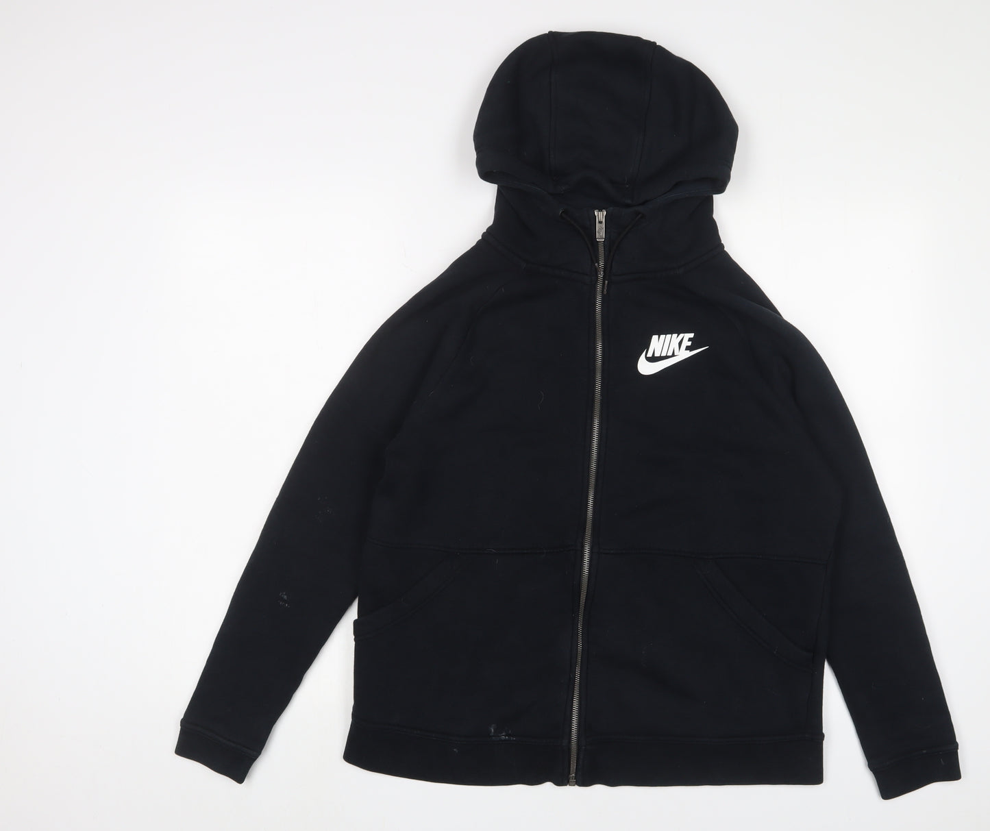 Nike Mens Black Cotton Full Zip Hoodie Size M - Logo