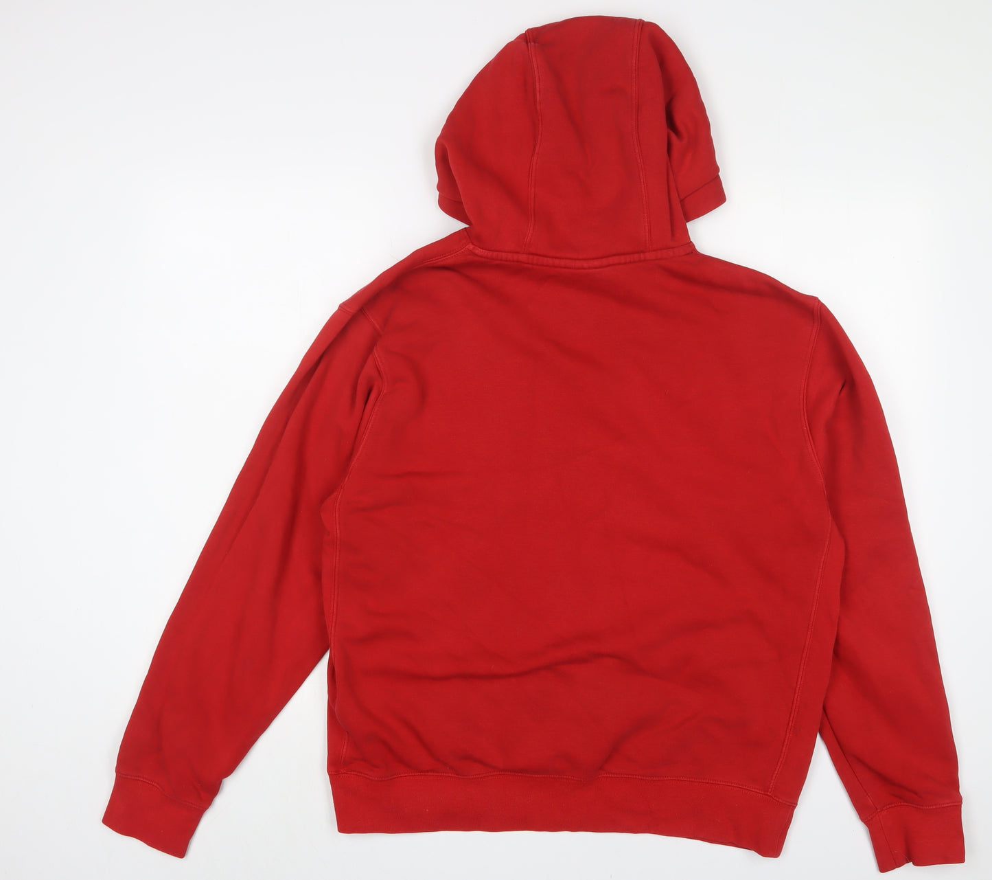 Nike Mens Red Cotton Pullover Hoodie Size M - Logo, Embroidered