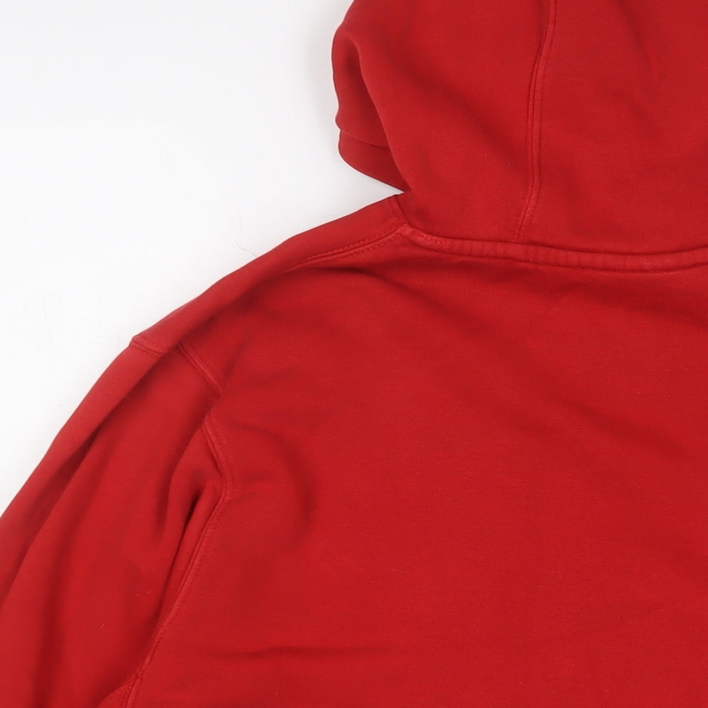 Nike Mens Red Cotton Pullover Hoodie Size M - Logo, Embroidered