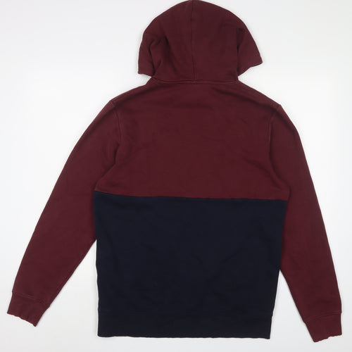 JACK & JONES Mens Red Cotton Pullover Hoodie Size L - Logo