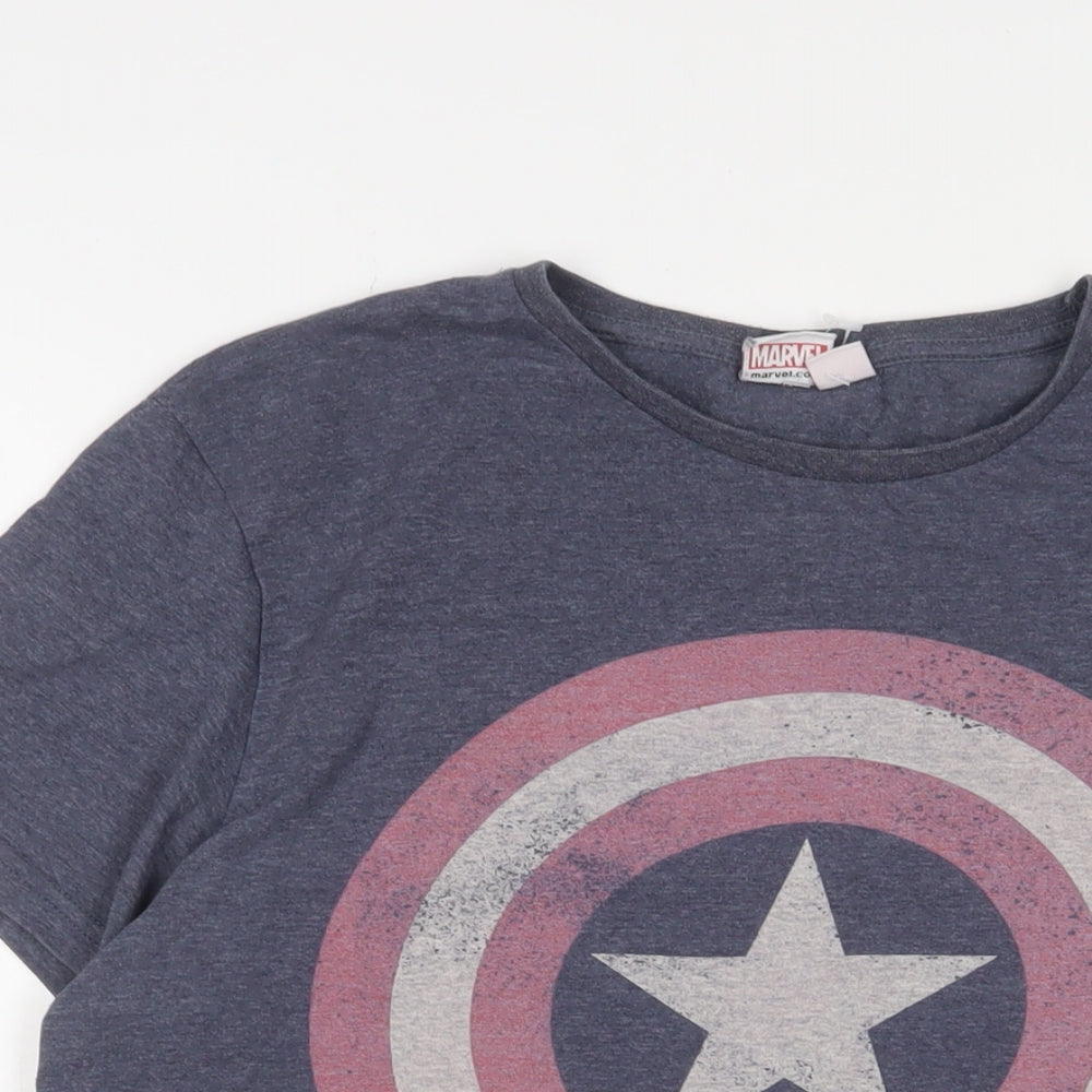 Marvel Mens Blue Cotton T-Shirt Size L Crew Neck