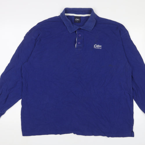 Cotton Traders Mens Blue Cotton Polo Size XL Collared Button - Logo, Embroidered