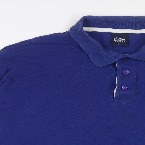 Cotton Traders Mens Blue Cotton Polo Size XL Collared Button - Logo, Embroidered