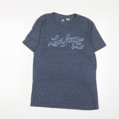 Levi's Mens Blue Cotton T-Shirt Size M Crew Neck - Logo