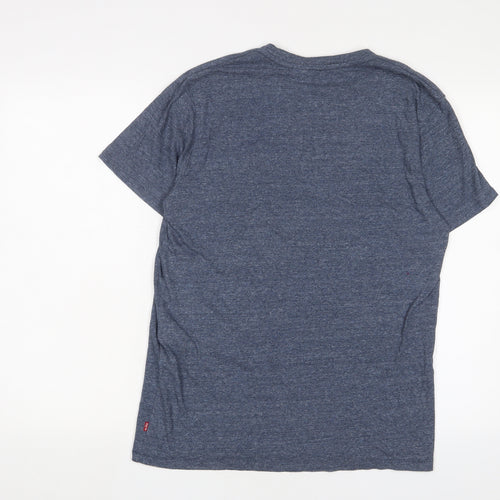Levi's Mens Blue Cotton T-Shirt Size M Crew Neck - Logo