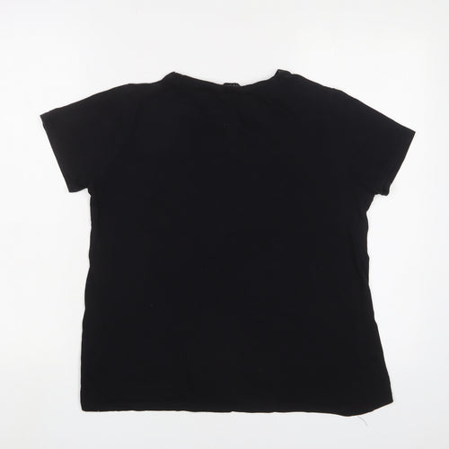 New Look Womens Black Cotton Basic T-Shirt Size 12 Crew Neck - Friends