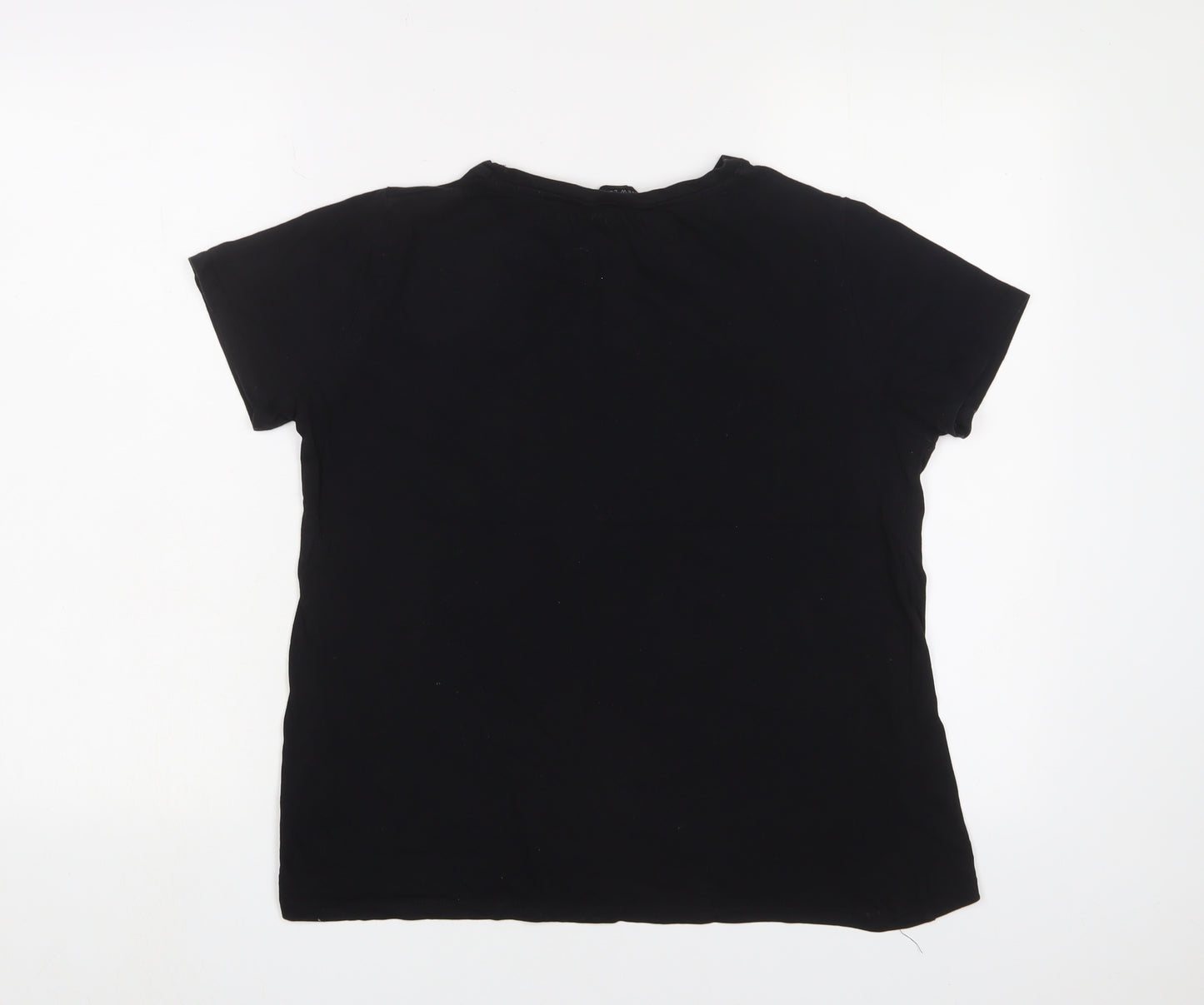 New Look Womens Black Cotton Basic T-Shirt Size 12 Crew Neck - Friends