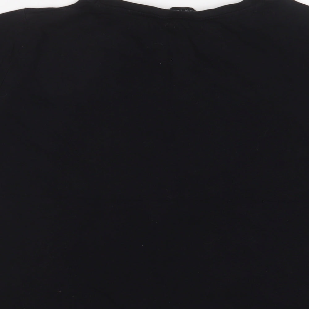 New Look Womens Black Cotton Basic T-Shirt Size 12 Crew Neck - Friends