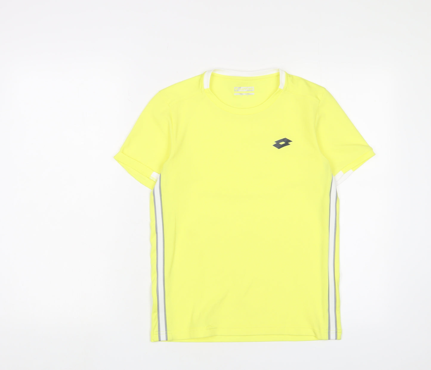 Lotto Mens Yellow Polyester Basic T-Shirt Size M Crew Neck Pullover - Logo