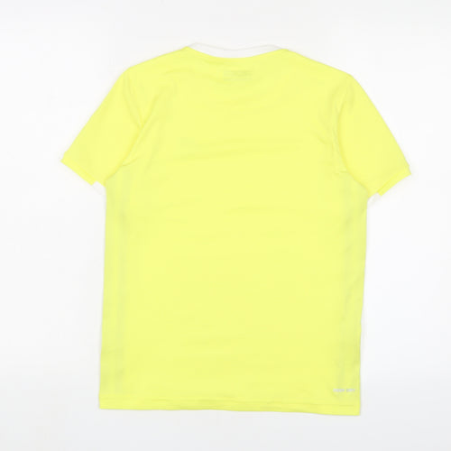 Lotto Mens Yellow Polyester Basic T-Shirt Size M Crew Neck Pullover - Logo