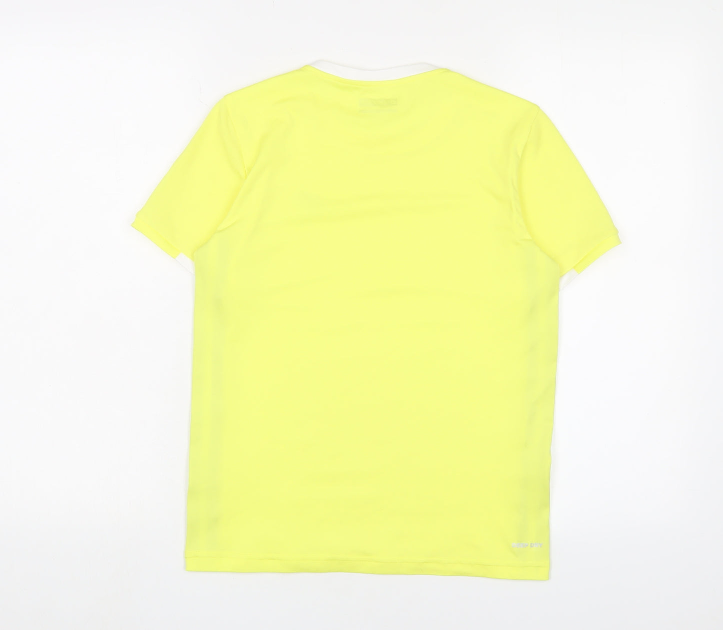 Lotto Mens Yellow Polyester Basic T-Shirt Size M Crew Neck Pullover - Logo