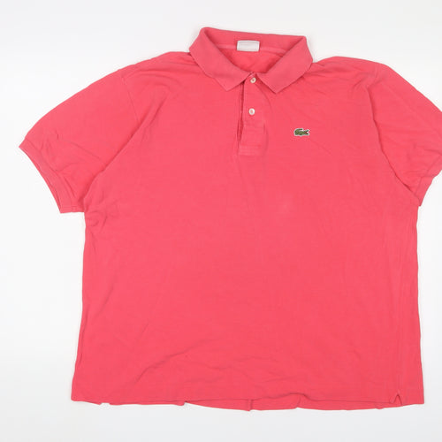 Lacoste Mens Pink Cotton Polo Size XL Collared Button - Etimated size