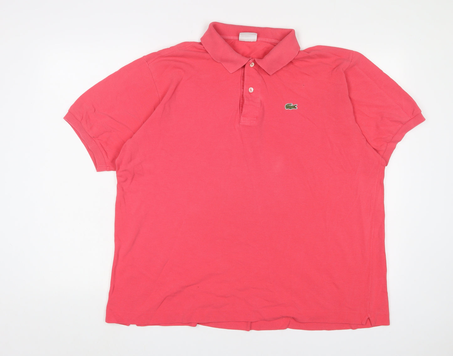 Lacoste Mens Pink Cotton Polo Size XL Collared Button - Etimated size