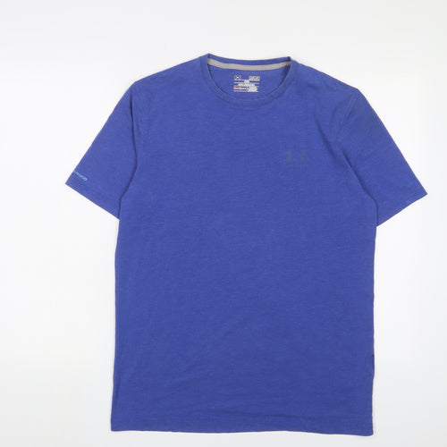 Under armour Mens Blue Cotton T-Shirt Size M Crew Neck - Logo