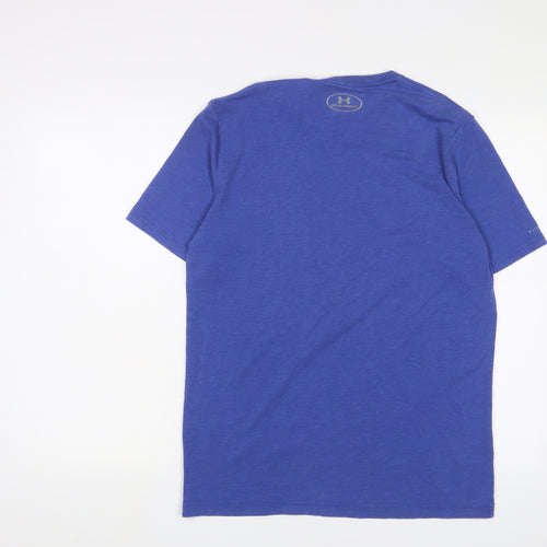Under armour Mens Blue Cotton T-Shirt Size M Crew Neck - Logo