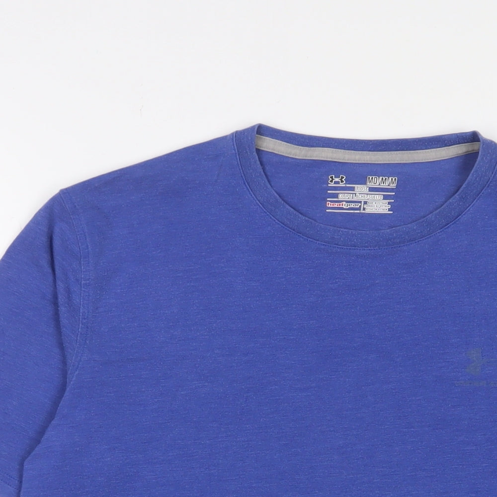 Under armour Mens Blue Cotton T-Shirt Size M Crew Neck - Logo