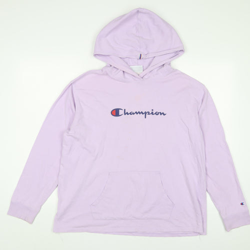 Champion Womens Purple Cotton Pullover Hoodie Size XL Pullover - Logo, Embroidered