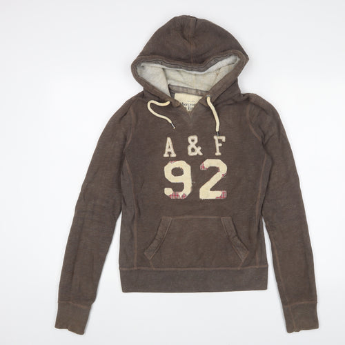 Abercrombie & Fitch Womens Brown Cotton Pullover Hoodie Size S Pullover - Logo, Embroidered