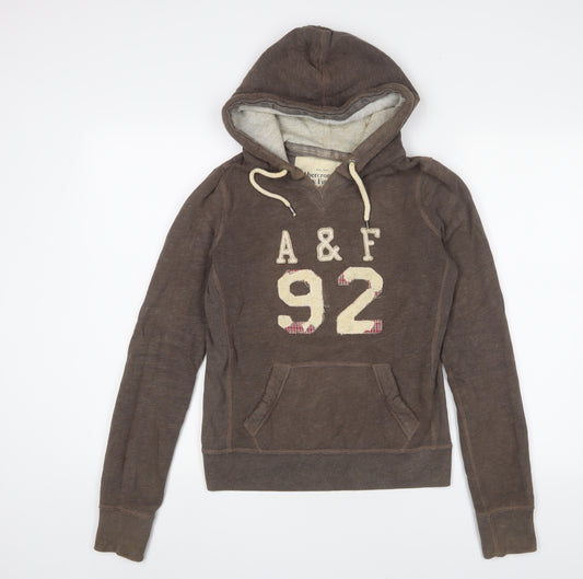 Abercrombie & Fitch Womens Brown Cotton Pullover Hoodie Size S Pullover - Logo, Embroidered