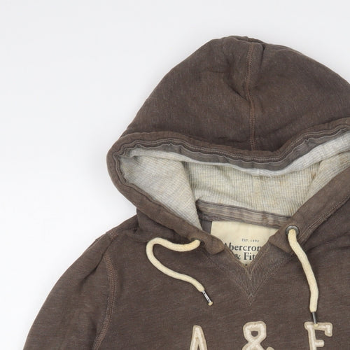 Abercrombie & Fitch Womens Brown Cotton Pullover Hoodie Size S Pullover - Logo, Embroidered