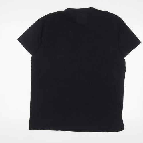 Hollister Mens Black Cotton T-Shirt Size XL Crew Neck - Logo, Embroidered