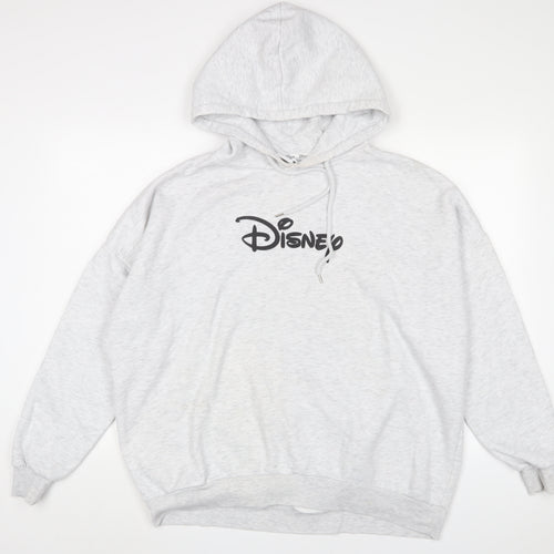 Disney Mens Grey Cotton Pullover Hoodie Size XL - Logo