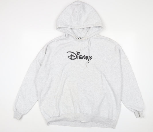 Disney Mens Grey Cotton Pullover Hoodie Size XL - Logo