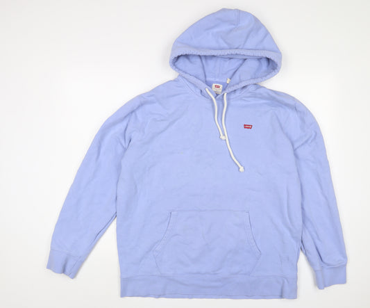 Levi's Mens Blue Cotton Pullover Hoodie Size L - Logo, Embroidered