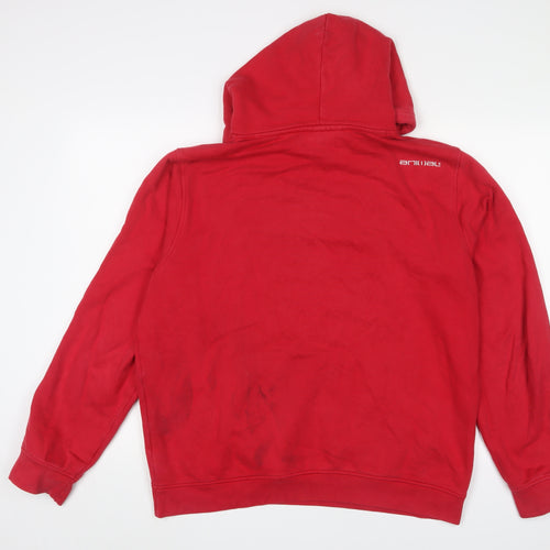 Animal Mens Red Cotton Pullover Hoodie Size L - Logo, Embroidered