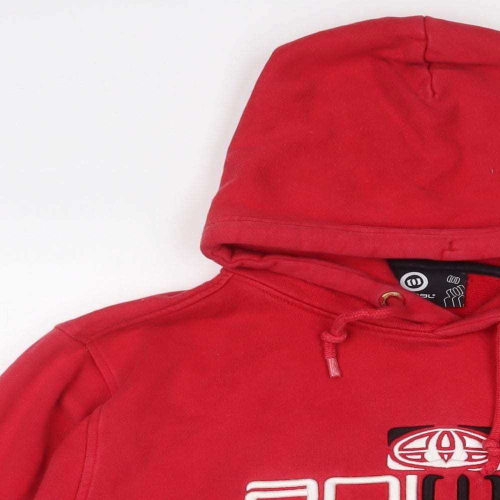 Animal Mens Red Cotton Pullover Hoodie Size L - Logo, Embroidered