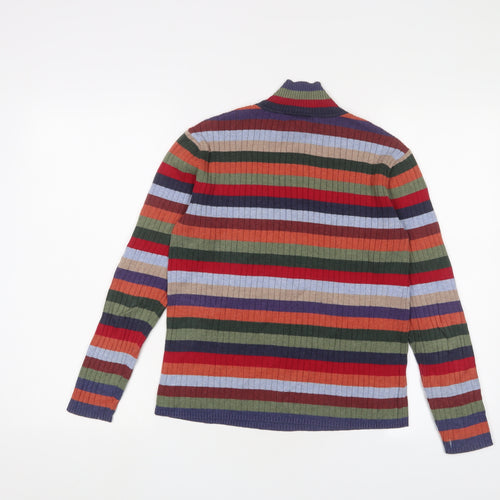 Talbots Womens Multicoloured High Neck Striped Cotton Pullover Jumper Size 8 - Stretch