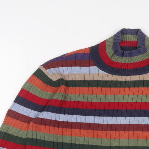 Talbots Womens Multicoloured High Neck Striped Cotton Pullover Jumper Size 8 - Stretch