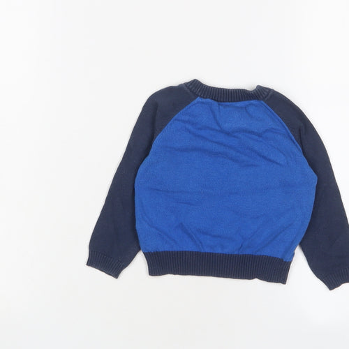 Mickey Mouse Baby Blue Cotton Pullover Jumper Size 6-9 Months Button