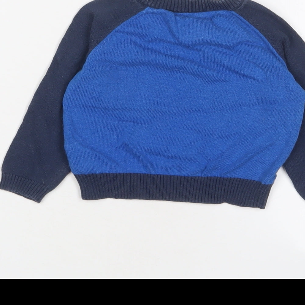 Mickey Mouse Baby Blue Cotton Pullover Jumper Size 6-9 Months Button