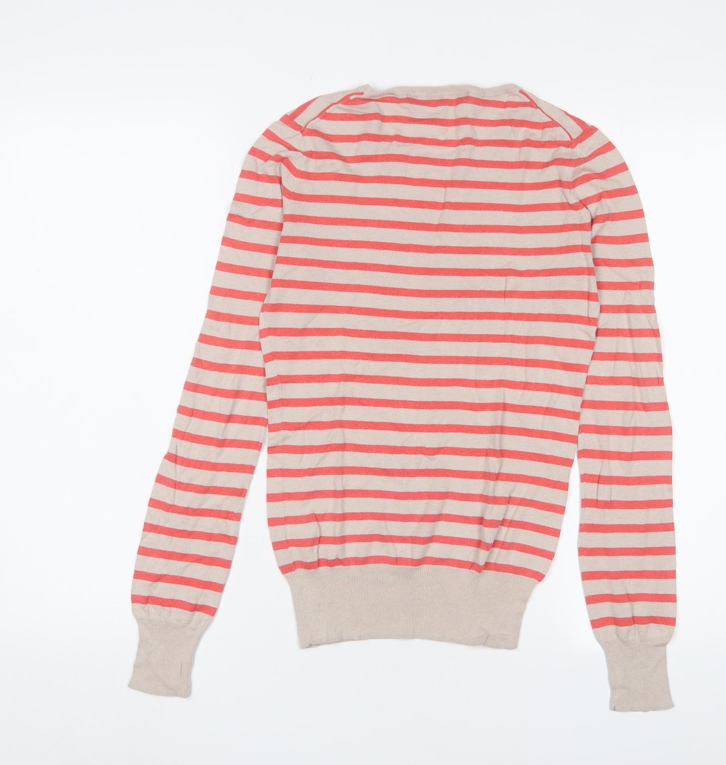 French Connection Womens Pink Crew Neck Striped Cotton Pullover Jumper Size XS