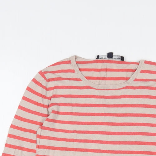 French Connection Womens Pink Crew Neck Striped Cotton Pullover Jumper Size XS