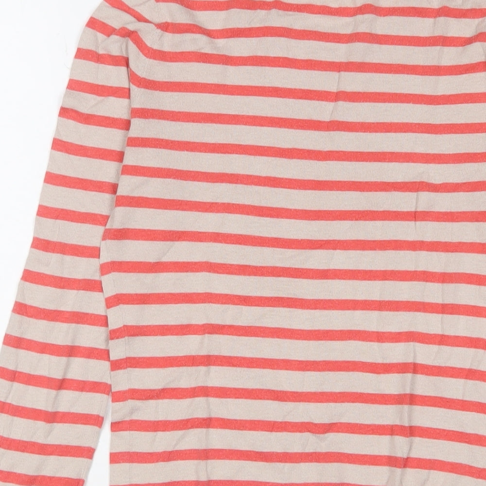 French Connection Womens Pink Crew Neck Striped Cotton Pullover Jumper Size XS