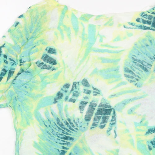 Monsoon Womens Green V-Neck Geometric Viscose Pullover Jumper Size 12