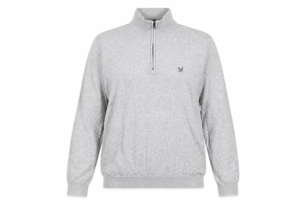 Crew Clothing Womens Grey High Neck Cotton Pullover Jumper Size L - Logo, Embroidered