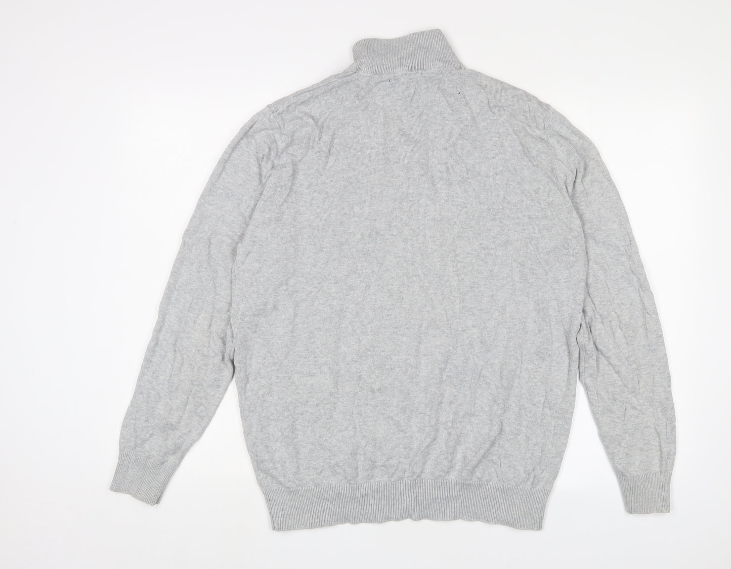 Crew Clothing Womens Grey High Neck Cotton Pullover Jumper Size L - Logo, Embroidered