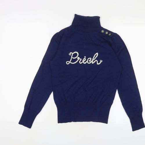 Prich Girls Blue Roll Neck Acrylic Pullover Jumper Size 13 Years Pullover - Buttons