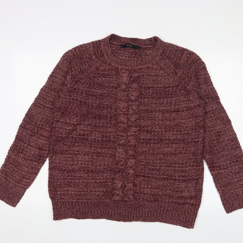 VERO MODA Womens Purple Crew Neck Acrylic Pullover Jumper Size L