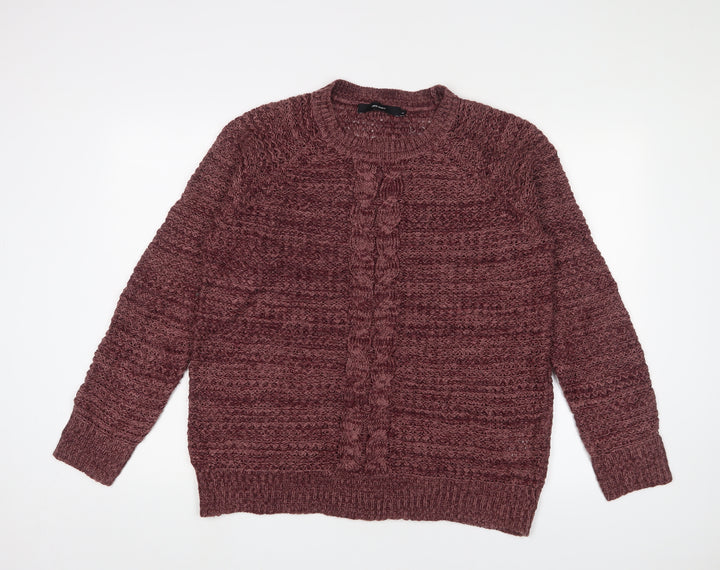 VERO MODA Womens Purple Crew Neck Acrylic Pullover Jumper Size L