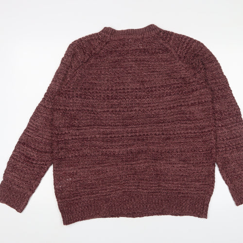 VERO MODA Womens Purple Crew Neck Acrylic Pullover Jumper Size L