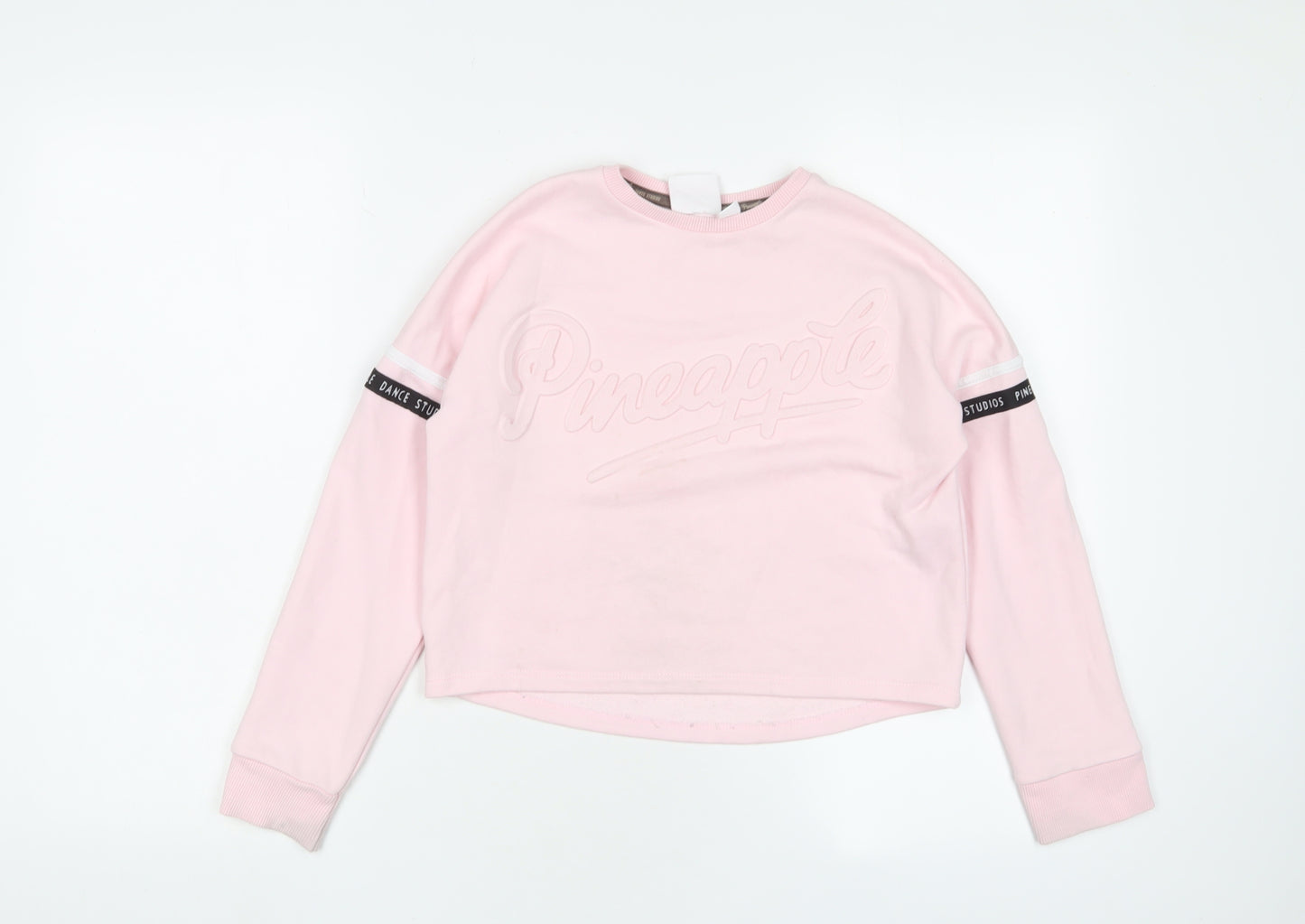 Pineapple Girls Pink Cotton Pullover Sweatshirt Size 9-10 Years Pullover - Logo, Embroidered